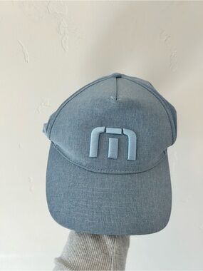 Travis Mathew Top Shelf Hat Embroidered Light Blue Gold Snapback Cap One Size